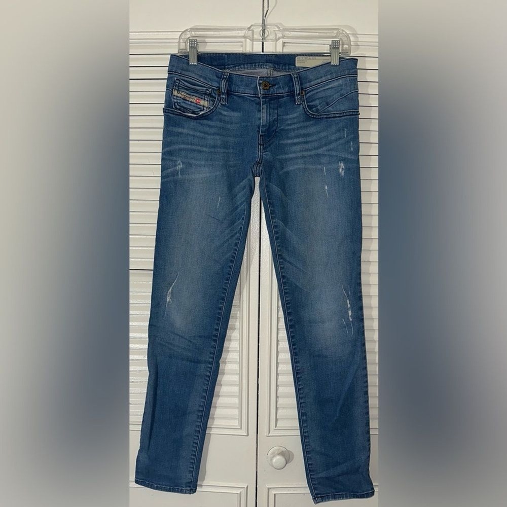 Diesel Getlegg Womens Size 28‎ Slim Skinny Low Rise Distressed Denim Jeans Blue